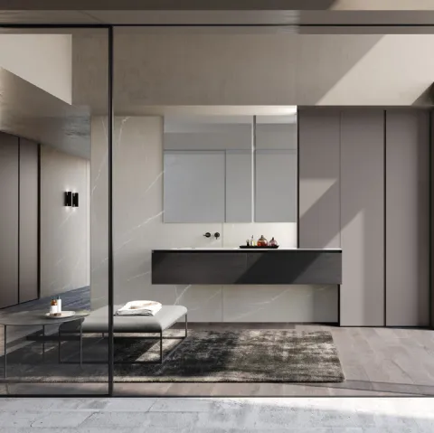 Mobile da Bagno M3 System 307 in rovere nero impiallacciato di Baxar