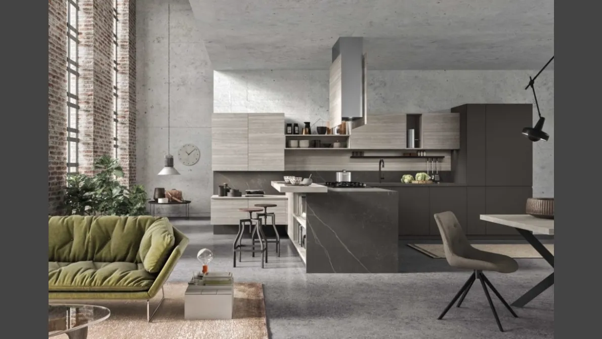 Cucina Moderna con penisola Flo Evo 02 di Ar-Tre