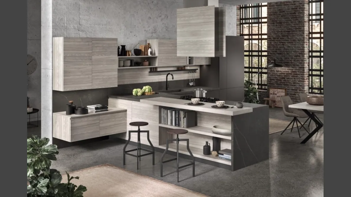 Cucina Moderna con penisola Flo Evo 02 di Ar-Tre